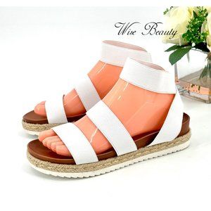 DREAM PAIRS Women’s Ankle Strap Espadrille Flatform Platform Sandal Size 8 White